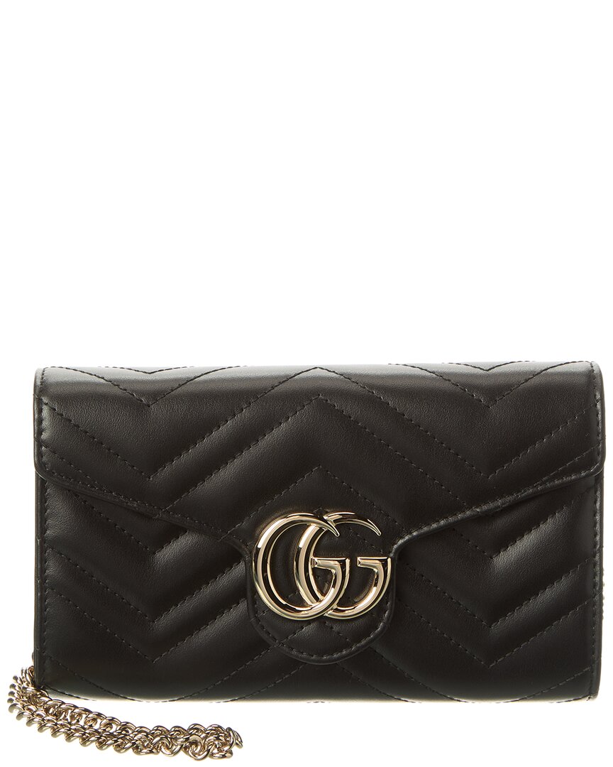 Gucci Shoulder Bag Chevron Pattern Chain Strap In Black