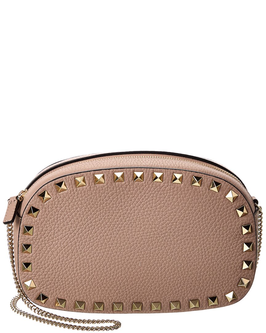 Valentino Rockstud Mini Grainy Leather Crossbody In Pink