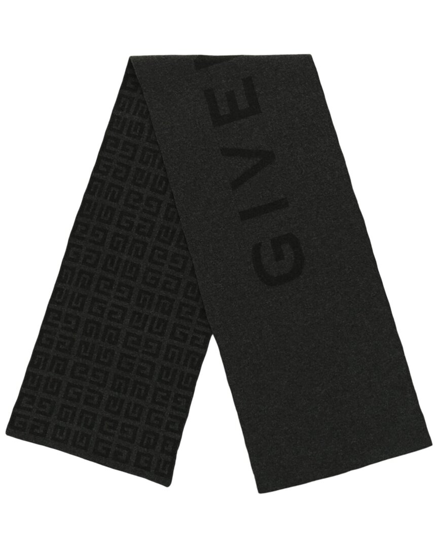 Givenchy 4g Logo Reversible Wool & Cashmere-blend Scarf In Grey