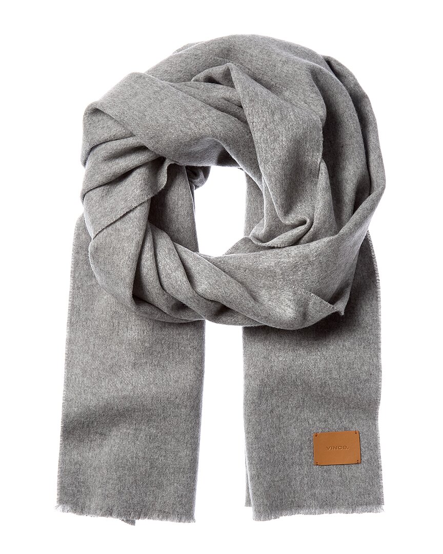 Vince Double-face Solid Wool & Cashmere-blend Scarf In Gray