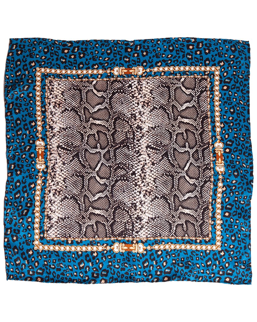 Blue Pacific Safari Silk Square Neckerchief In Blue