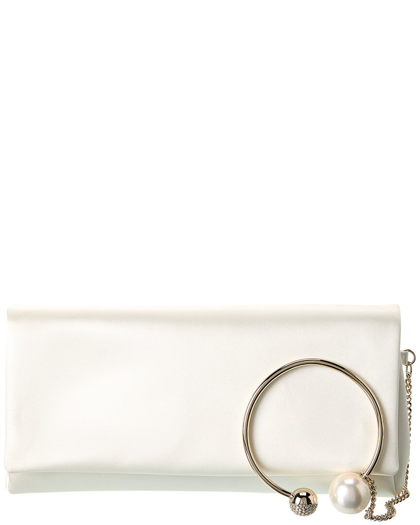 Jimmy Choo Xandra Satin Clutch In White