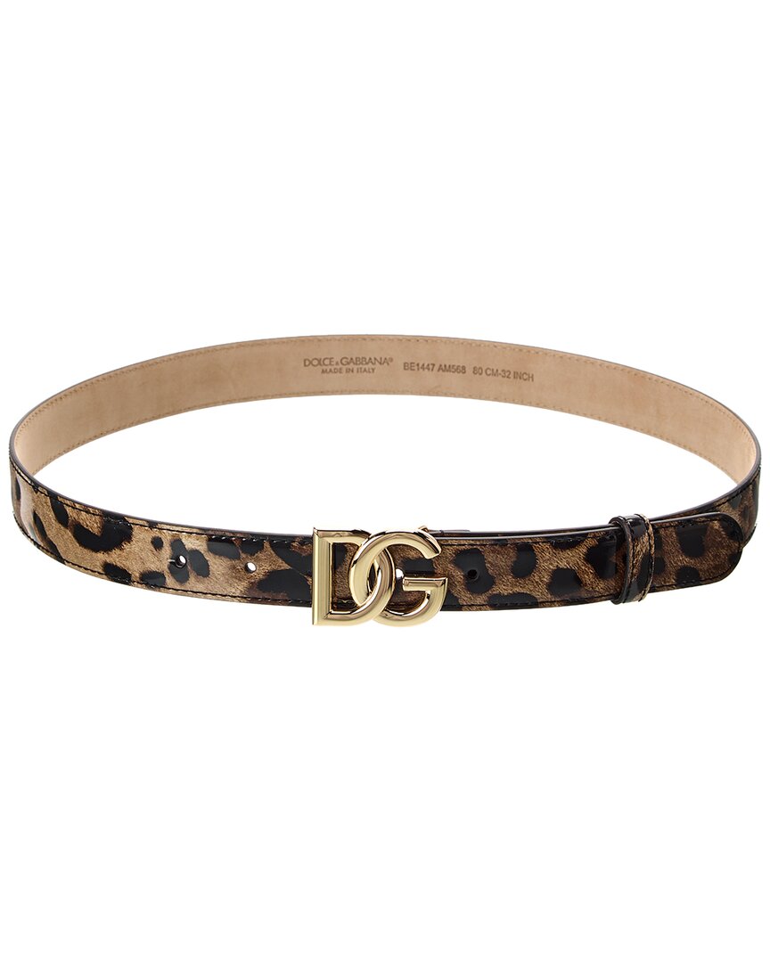 Dolce & Gabbana Kim Dg Logo Leather Belt In Brown