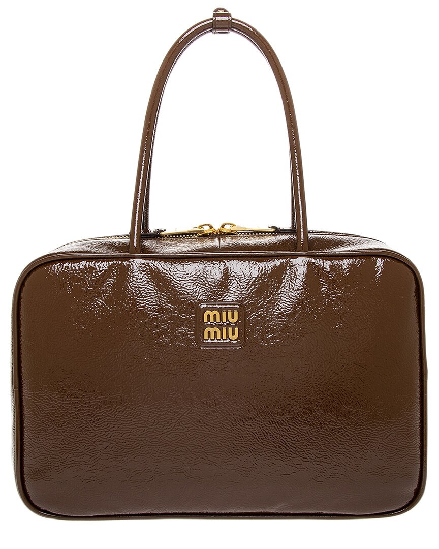 Miu Miu Naplak Leather Satchel In Brown