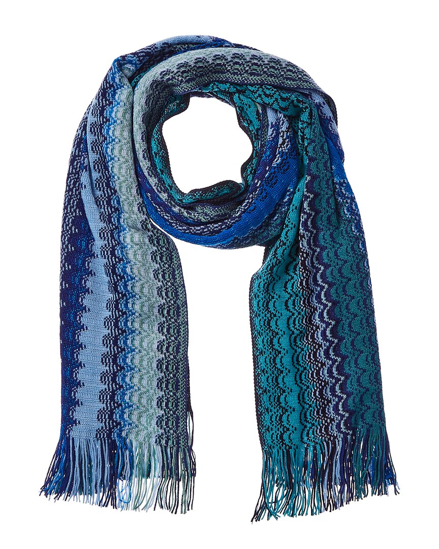 Missoni Wool-blend Scarf In Blue