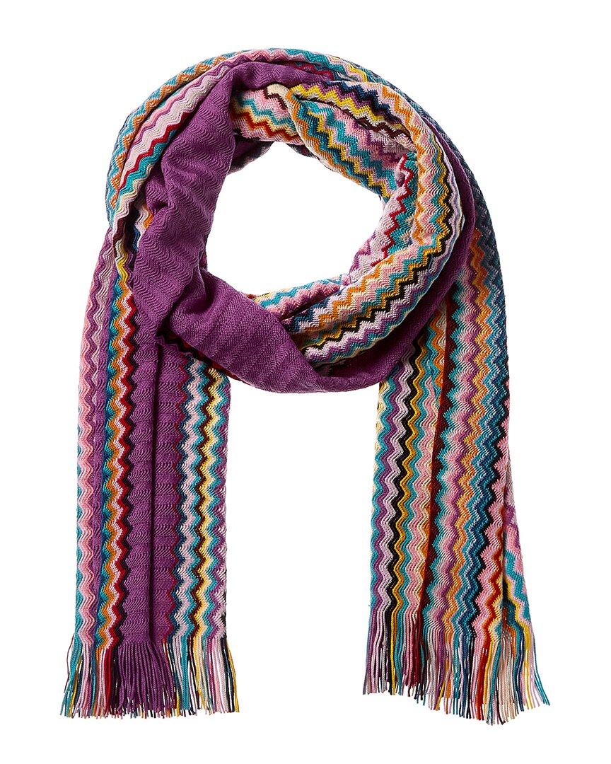 Missoni Wool-blend Scarf In Purple