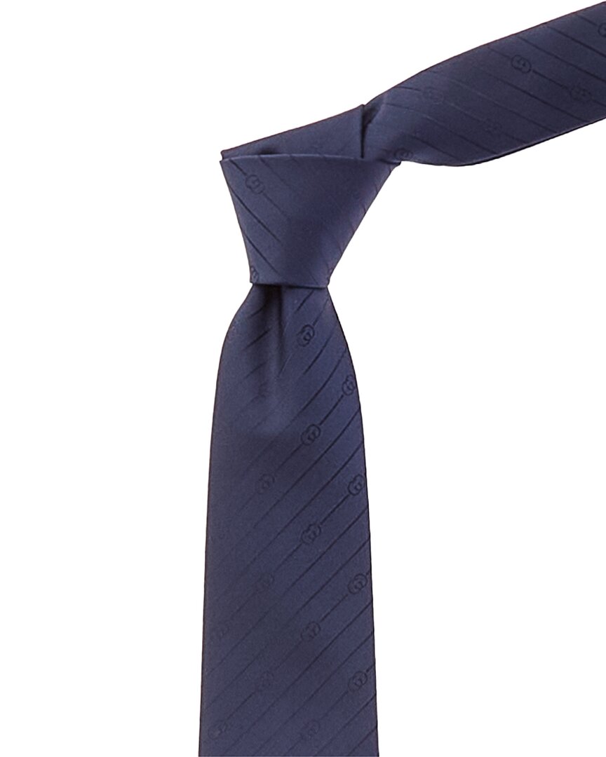 Gucci Interlocking G Silk Jacquard Tie In Blue