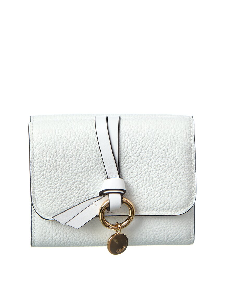 Chloé Alphabet Small Leather Trifold Wallet In White