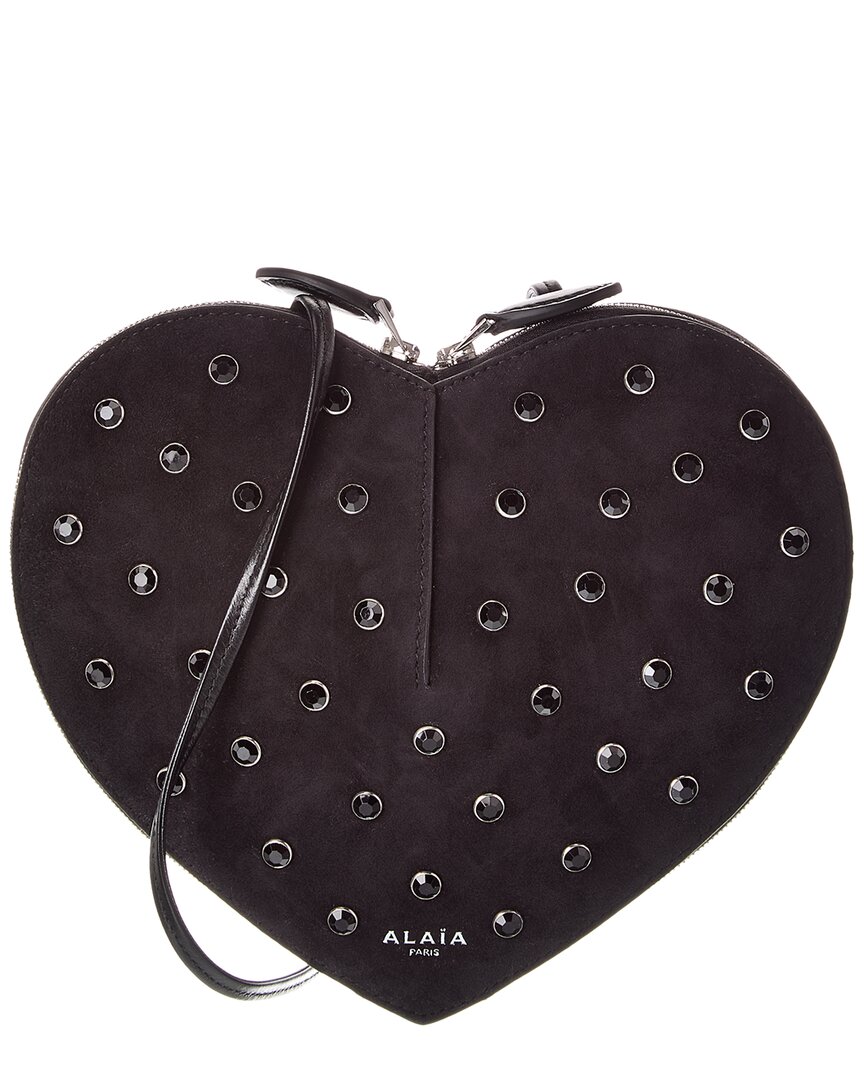 Alaïa Alaia Le Coeur Suede Crossbody In Black