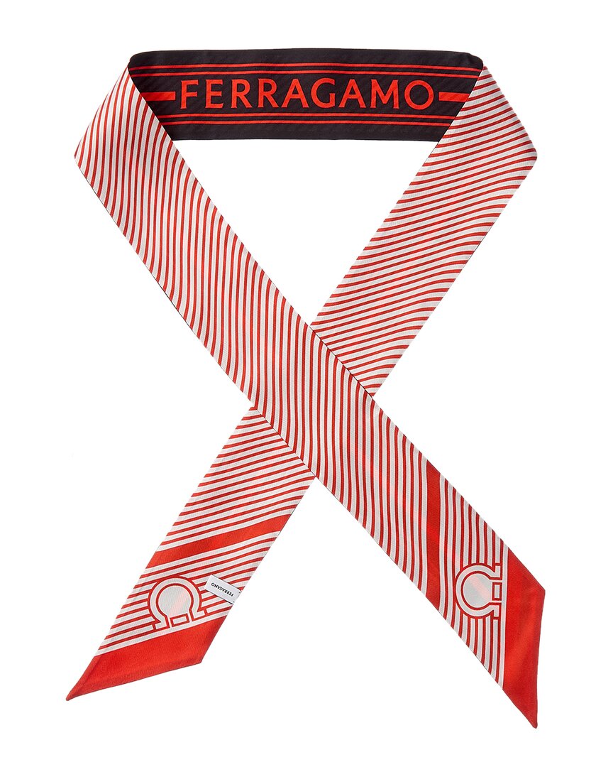 Ferragamo Printed Silk Scarf In Red