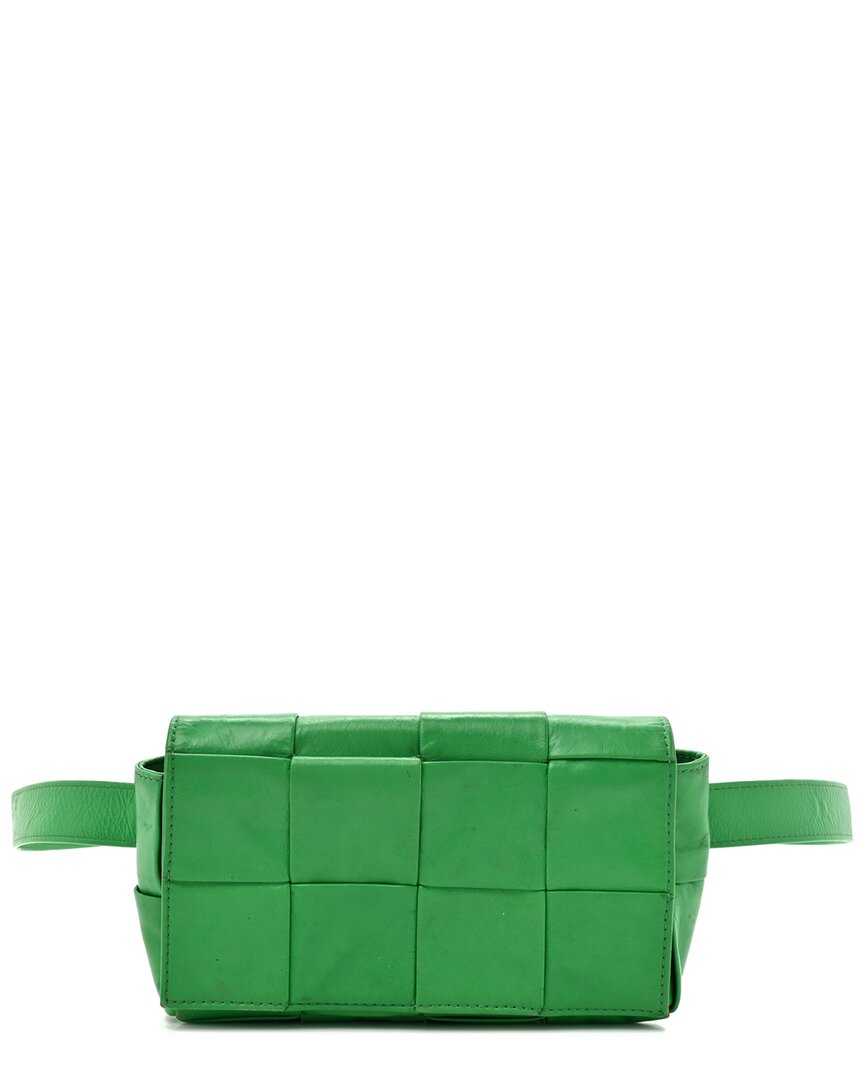 Bottega Veneta Parakeet Calfskin Paper Cassette Belt Bag (authentic Pre-loved) In Green