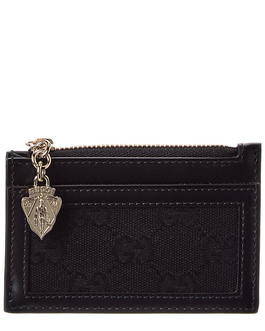 Gucci Luce Gg Canvas & Leather Card Case In Black