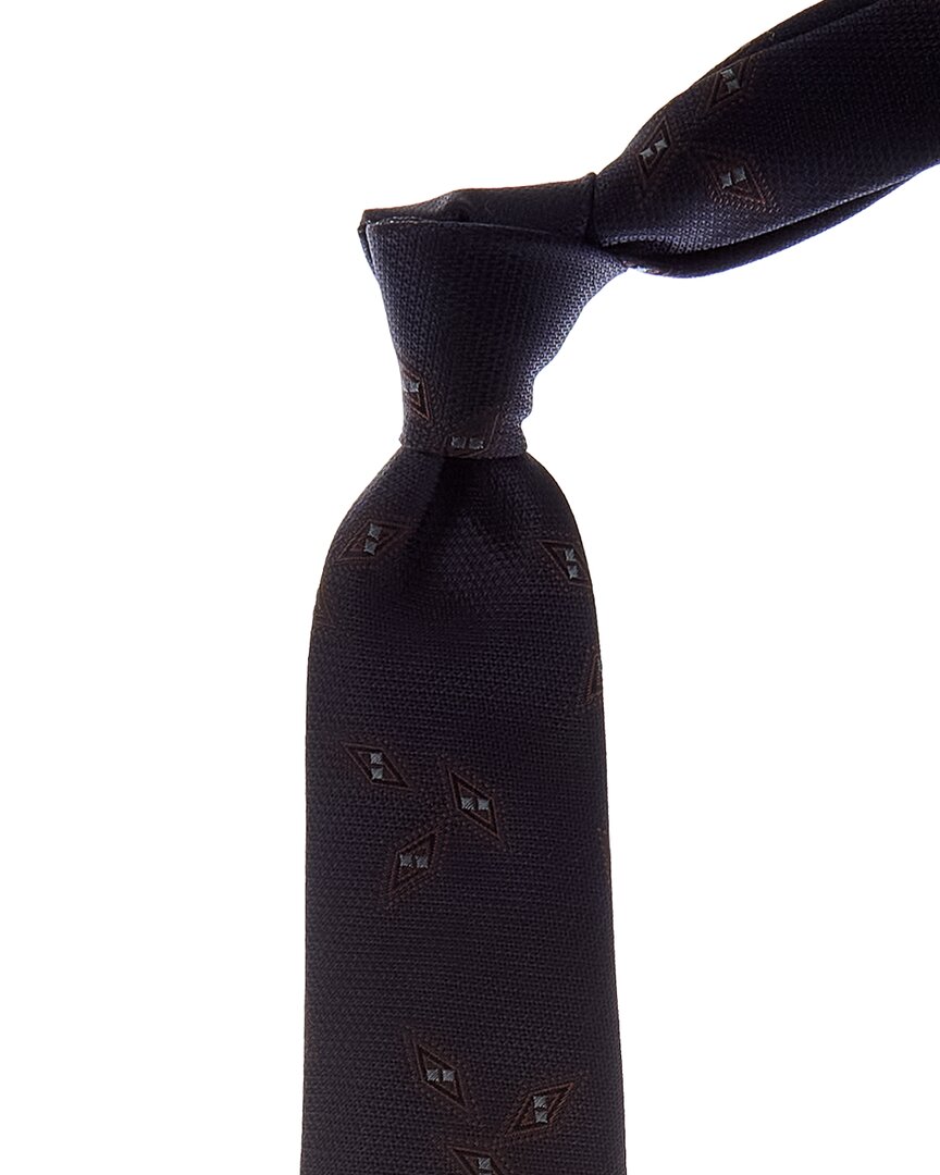 Canali Navy Diamonds Silk Tie In Blue