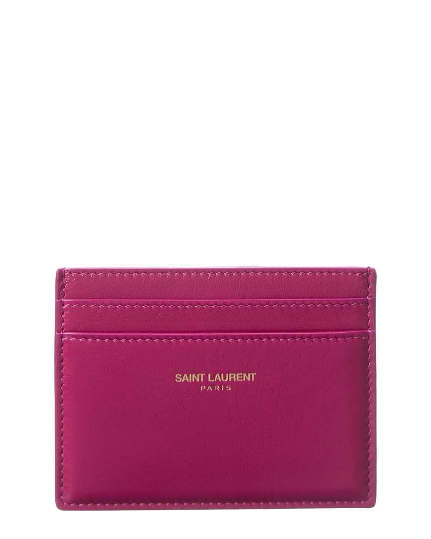 Saint Laurent Paris Leather Card Case In Pink
