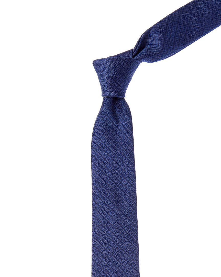 Givenchy Small Square Jacquard Silk Tie In Blue