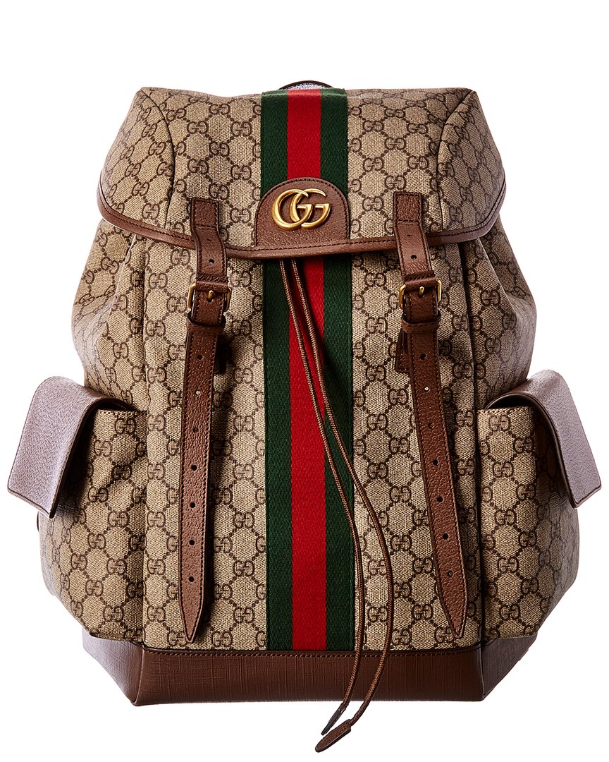 Gucci Ophidia Medium Gg Supreme Canvas & Leather Backpack In Brown