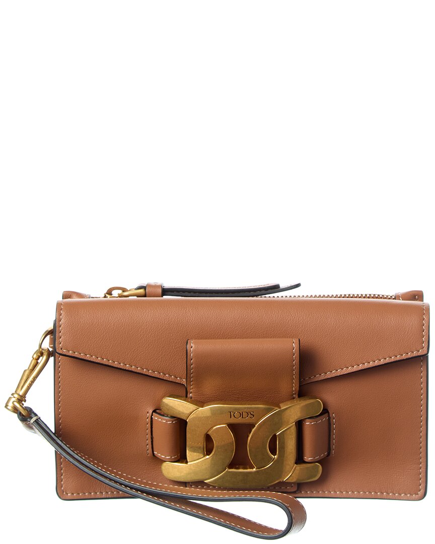Tod's Leather Clutch In Brown