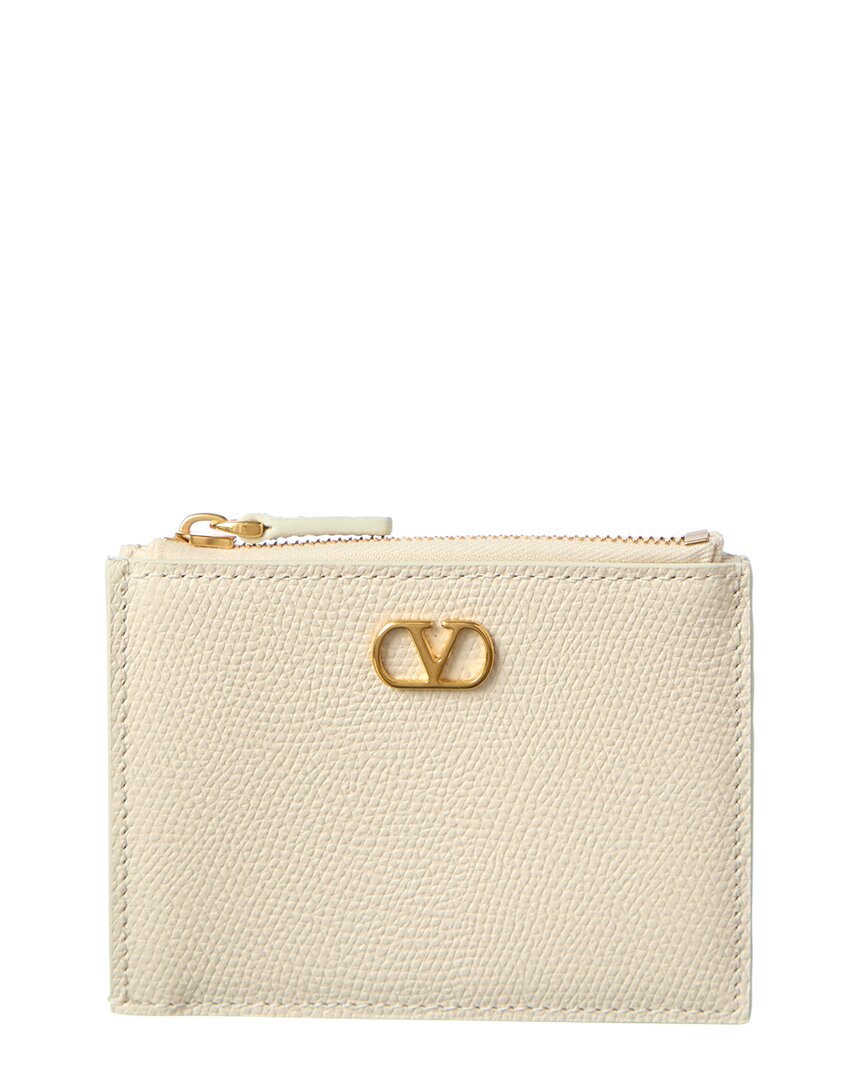Valentino Garavani Valentino Vlogo Signature Leather Card Case In White