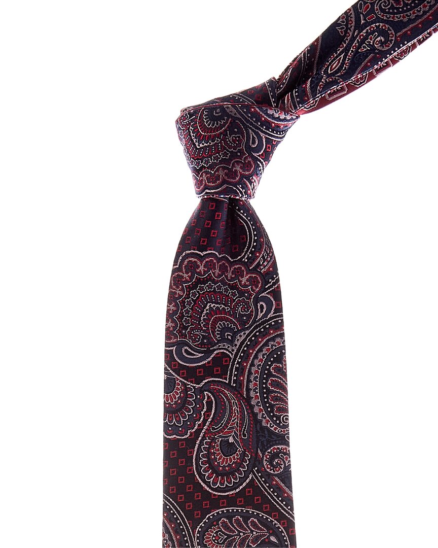 Canali Red & Blue Paisley/medallions Reversible Silk Tie