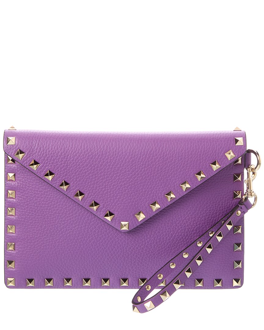 Valentino Garavani Valentino Rockstud Grainy Leather Pouch