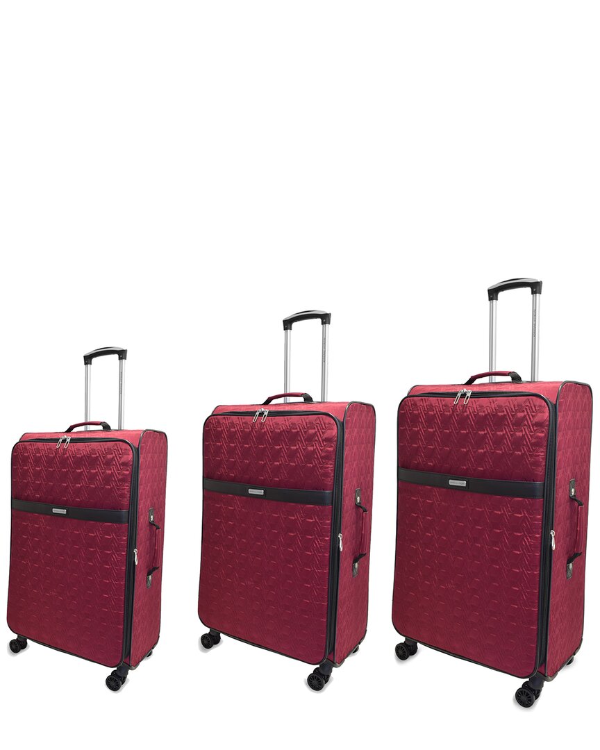 Adrienne Vittadini Quilted Collection 3pc Luggage Set In Red