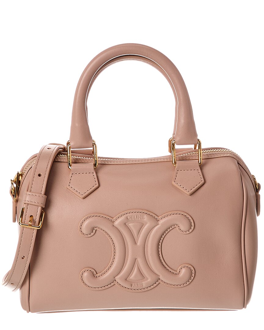Celine Boston Small Leather Shoulder Bag In Pink
