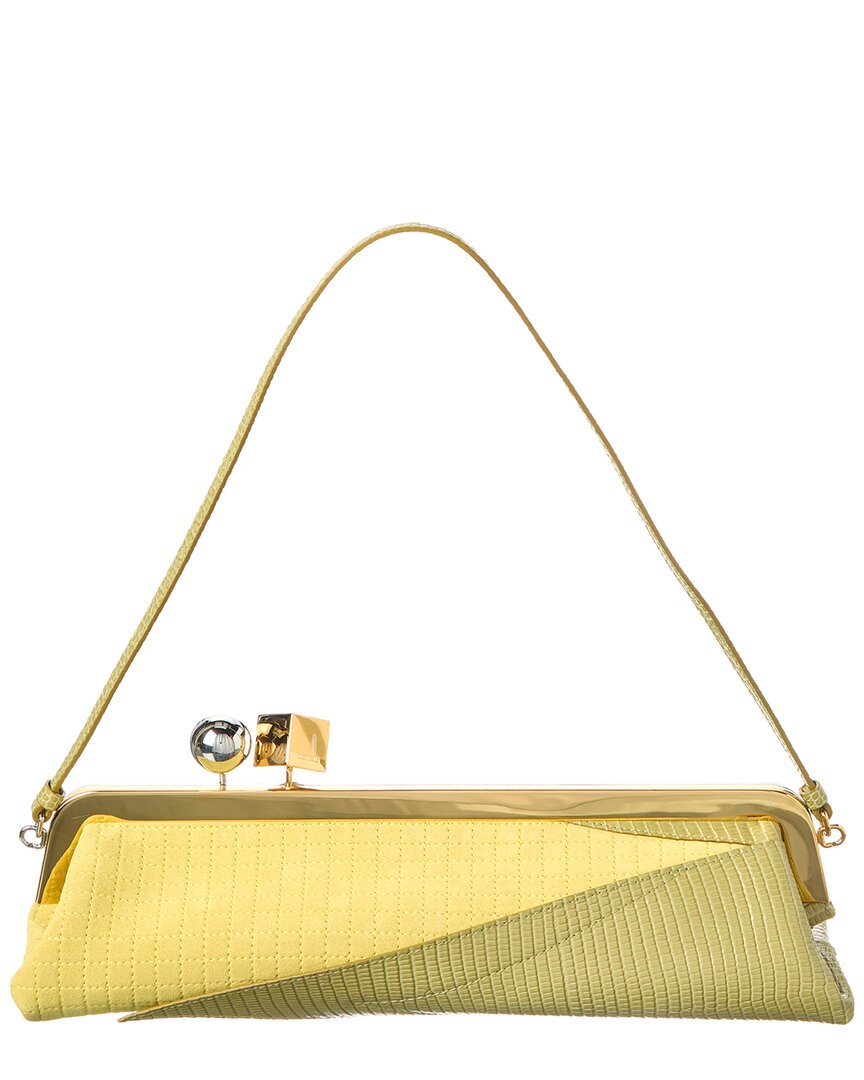 Jacquemus Salon Mais Suede & Leather Clutch In Yellow