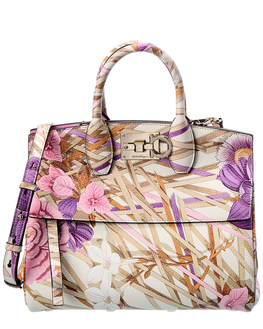 Ferragamo Studio Foulard Print Leather Satchel