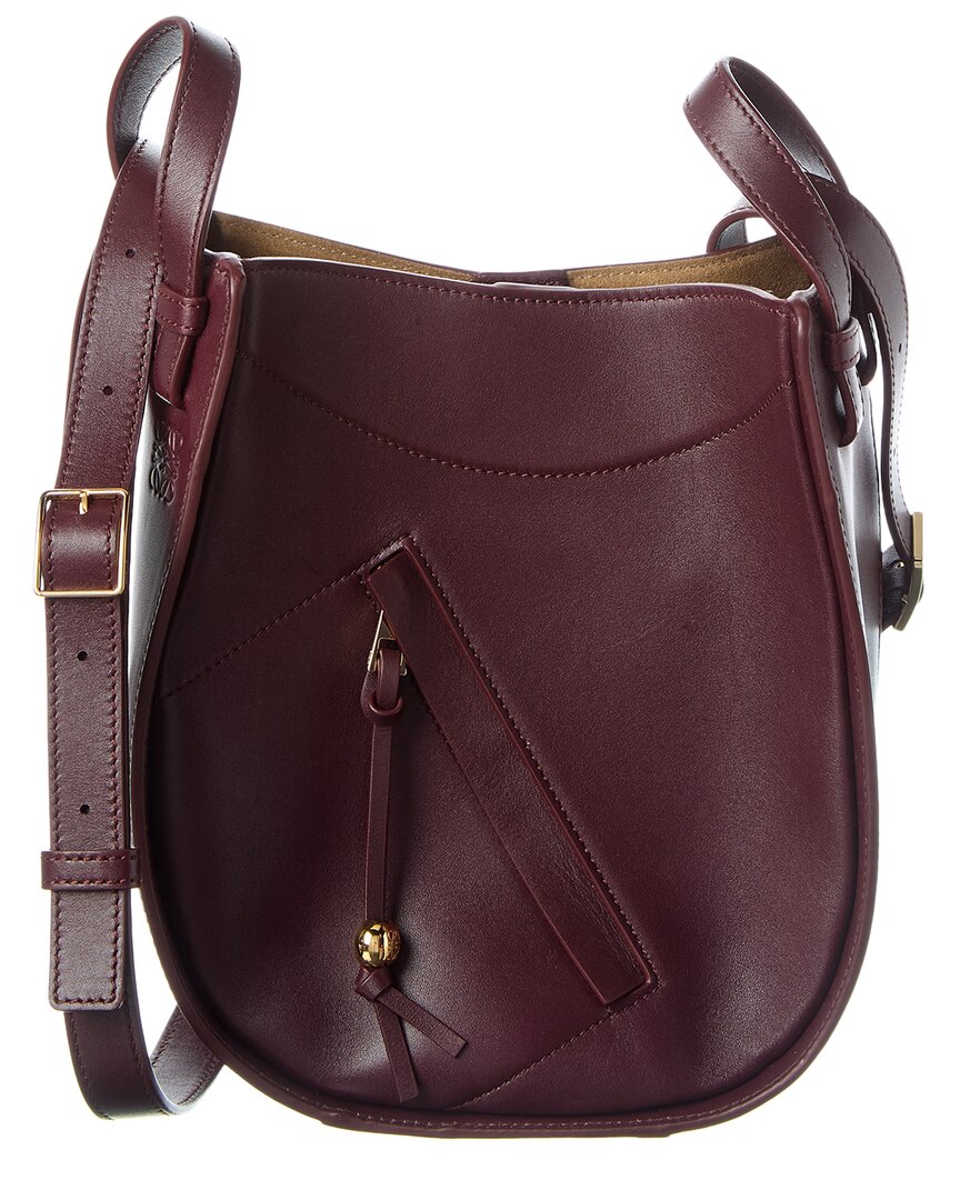 Loewe Hammock Slice Leather Hobo Bag In Red
