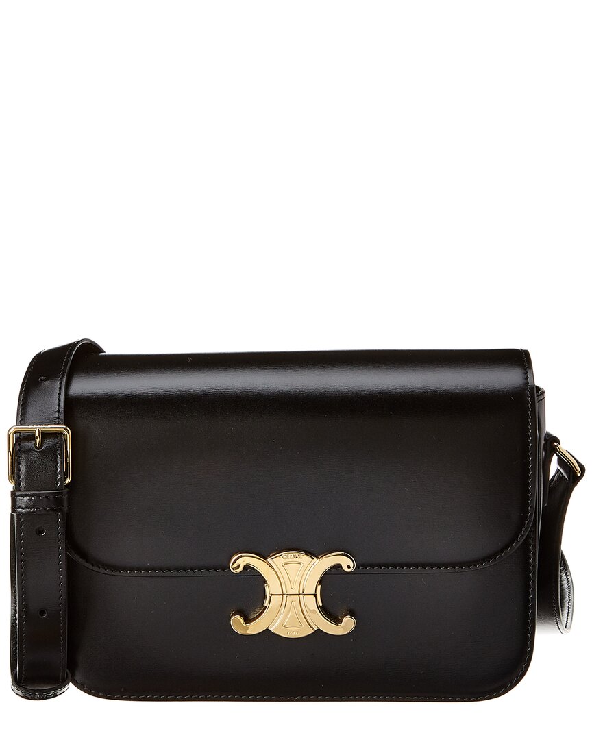 Celine Triomphe Leather Crossbody In Black