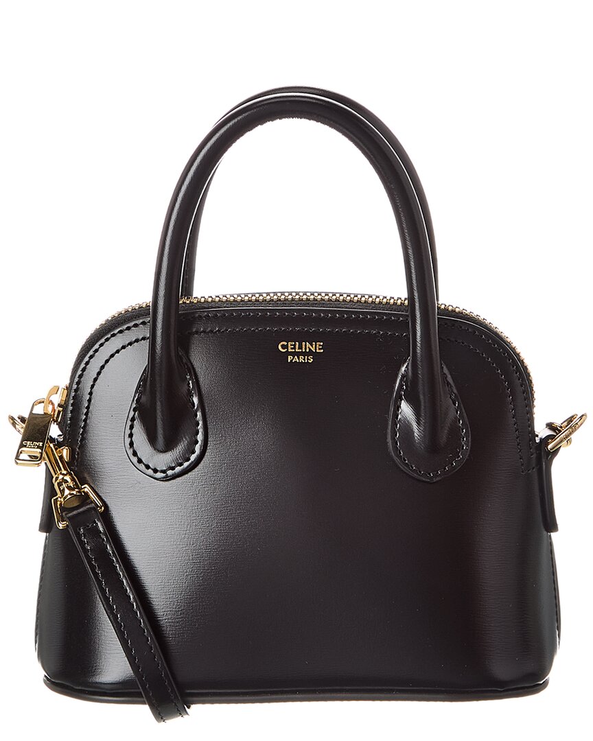 Celine Honorine Mini Triomphe Leather Satchel In Black