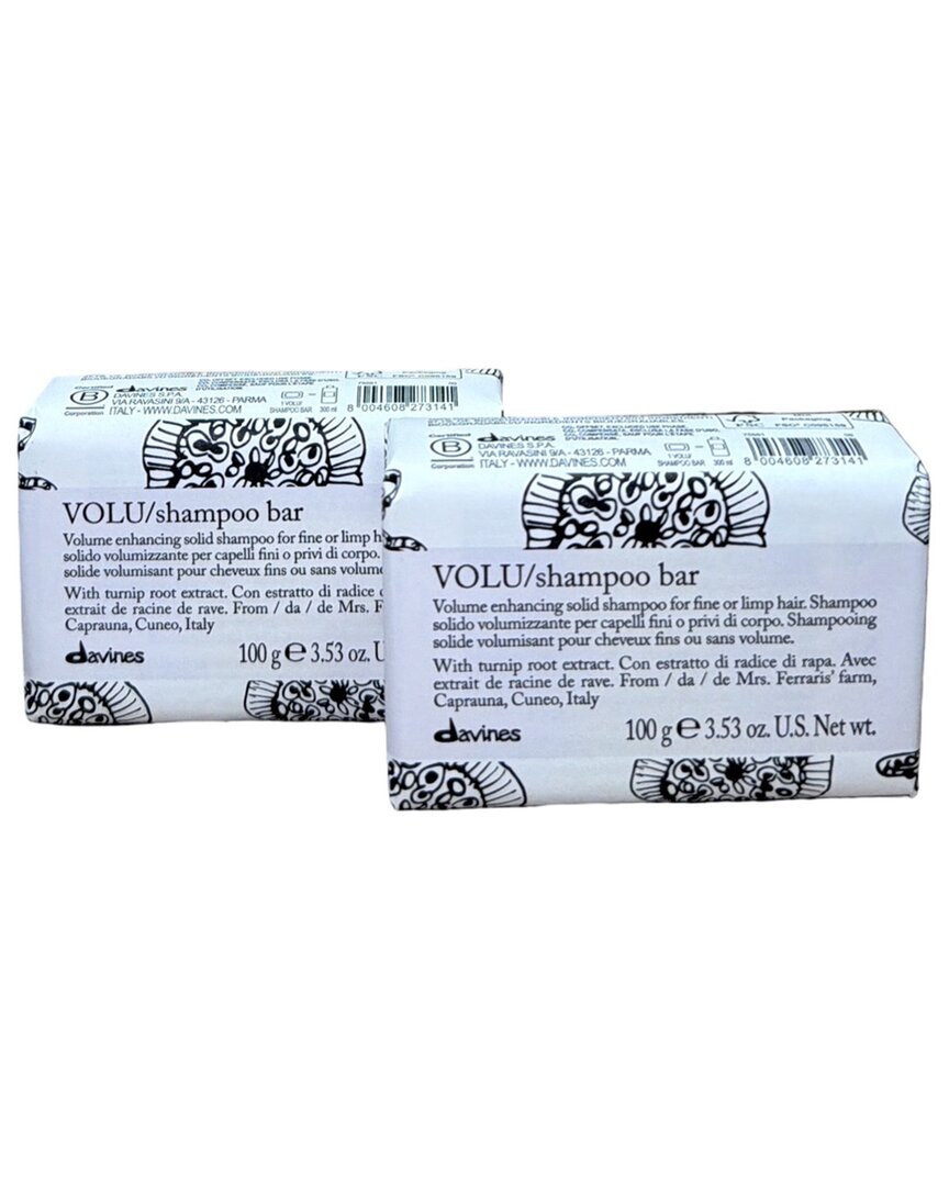 Davines Unisex 7.2oz Volu Shampoo Bar Pack Of 2 In White