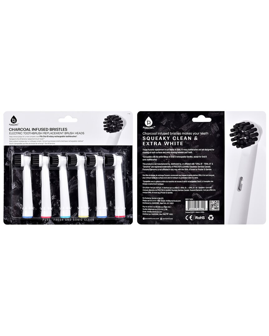 Pursonic Unisex Charcoal Infused Bristles Electric Toothbrush Replacement Brush Heads