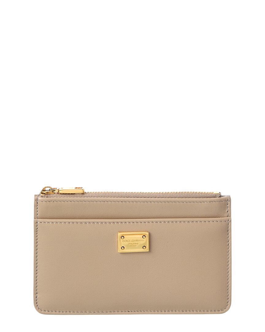 Dolce & Gabbana Plongé Leather Card Holder In Sand