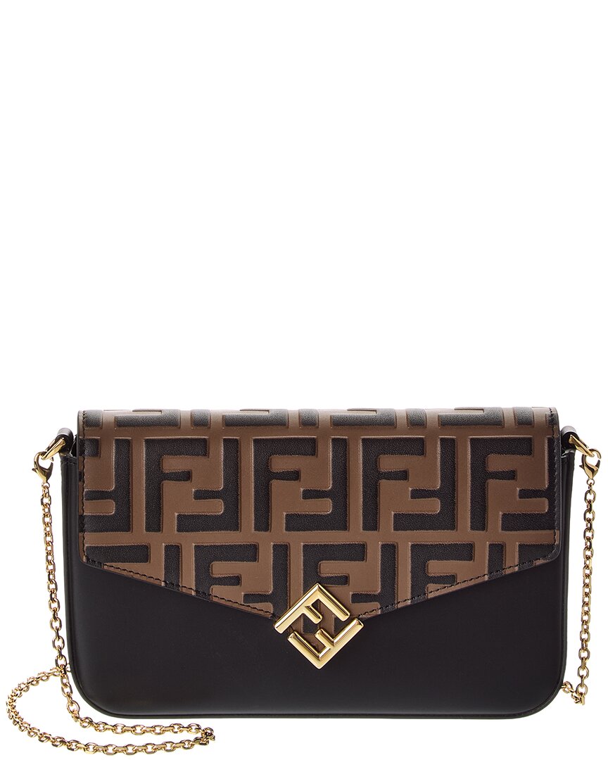 Fendi Wallet On Chain Ff Diamonds Leather Crossbody Bag In Brown