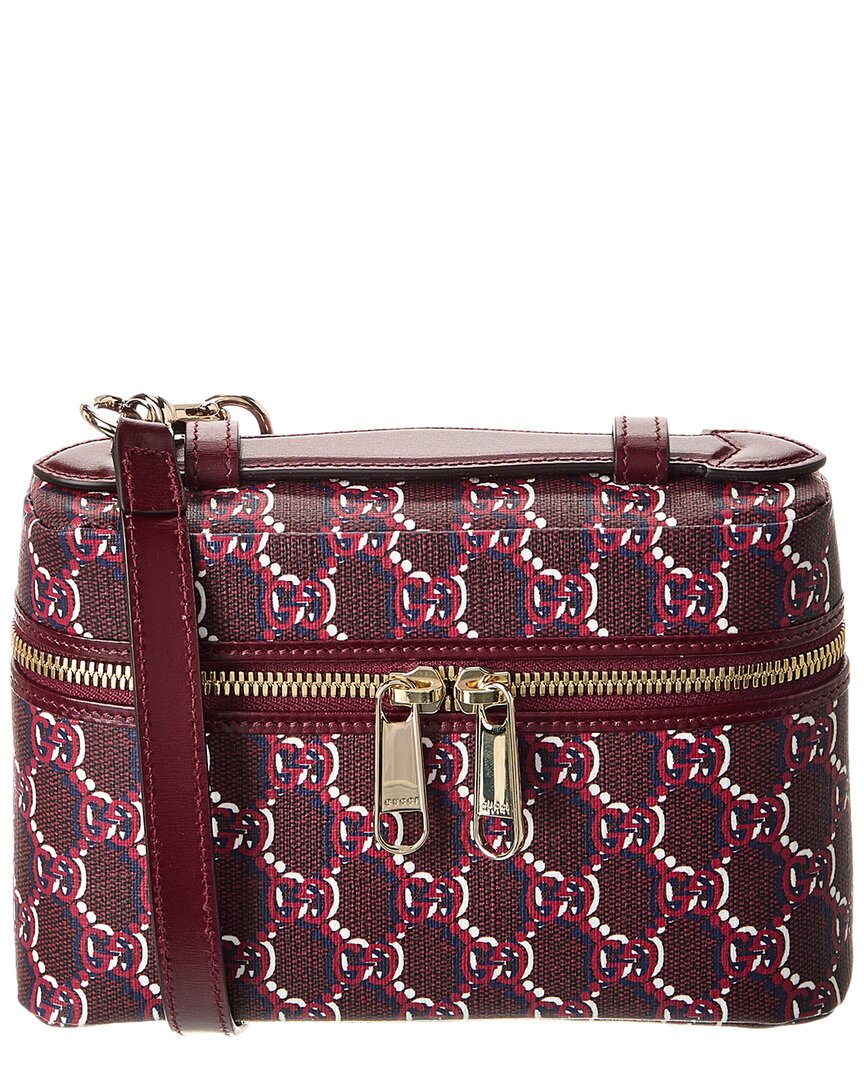 Gucci Gg Shadow Canvas & Leather Super Mini Satchel In Red