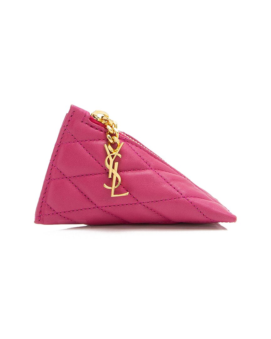 Saint Laurent Pink Lambskin Quilted Triangle Charm (authentic Pre-loved) In Pink