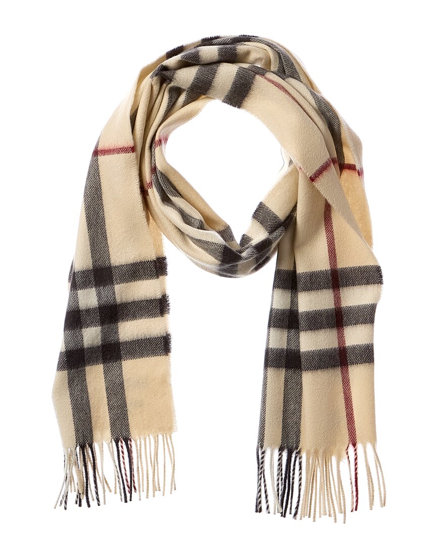 Burberry Wide Check Cashmere Scarf In Neutral