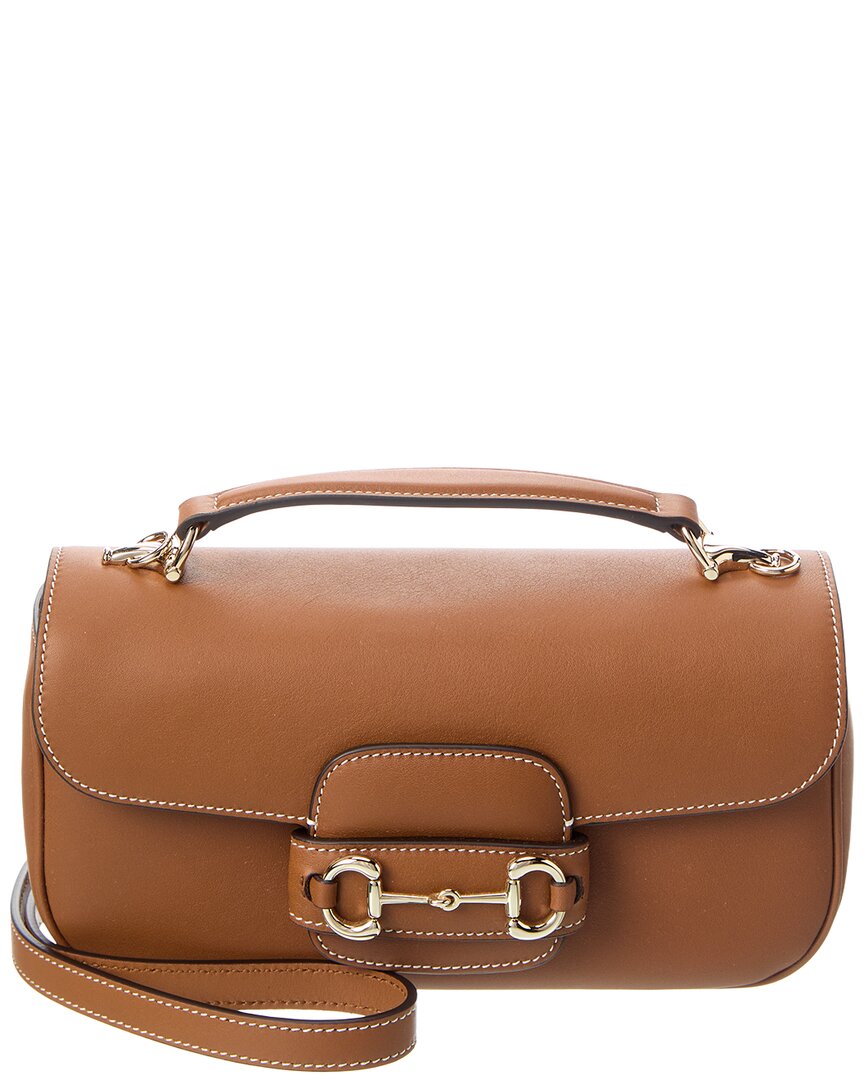 Gucci Horsebit 1955 Soft Small Top Handle Leather Shoulder Bag In Brown