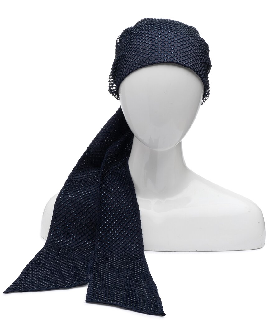 Eugenia Kim Gigi Crystal-encrusted Headscarf In Blue