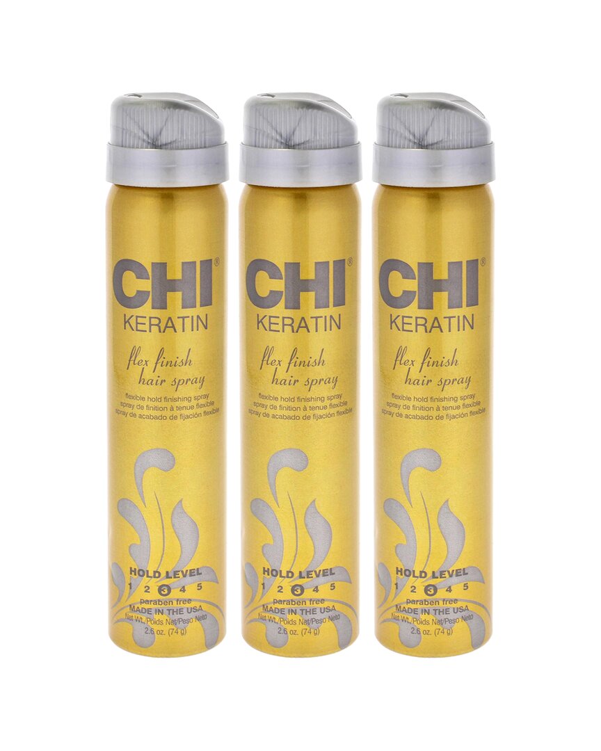 Chi Unisex 2.6oz Keratin Flex Finish Hair Spray - Pack Of 3 In White