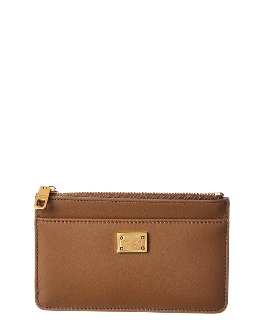 Dolce & Gabbana Plonge Leather Card Holder In Brown