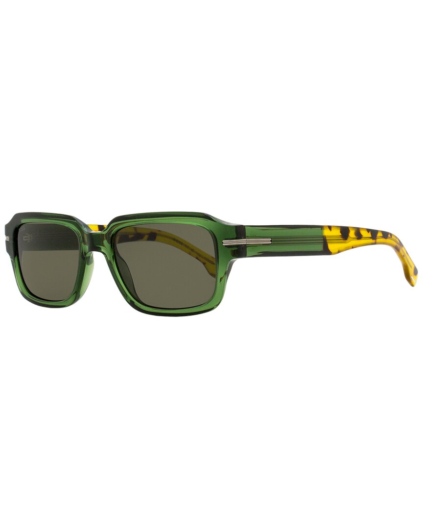 Hugo Boss Boss Men's Rectangular Sunglasses 1596/s Xgw2k Green/havana 53mm