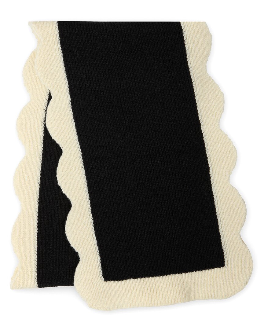 Saachi Scallop Trim Knit Scarf In Black