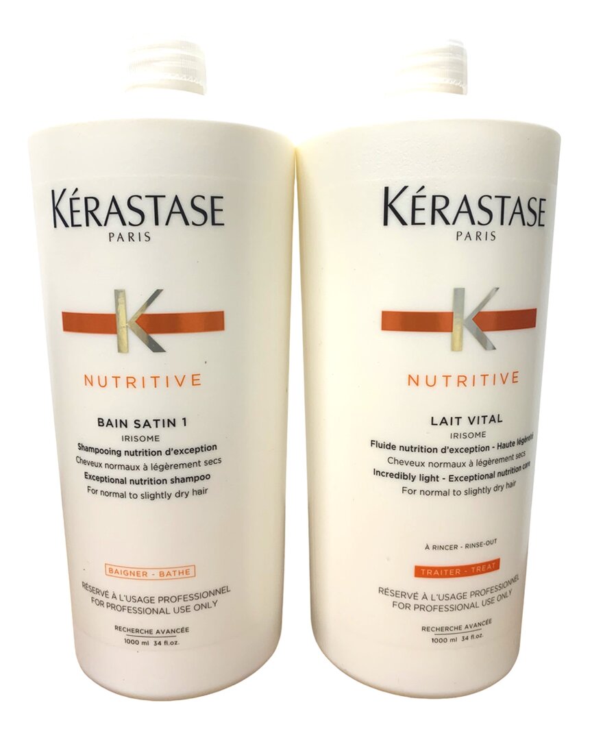 Kerastase Bain Satin 1 Shampoo 34oz And Lait Vital Conditioner 34oz Duo