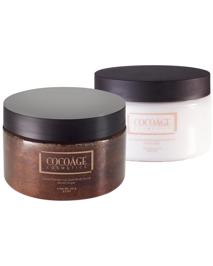 Cocoage Cosmetics Cocoa Powder 24k Gold Body Scrub & Whipped Body Butter – Brown Sugar