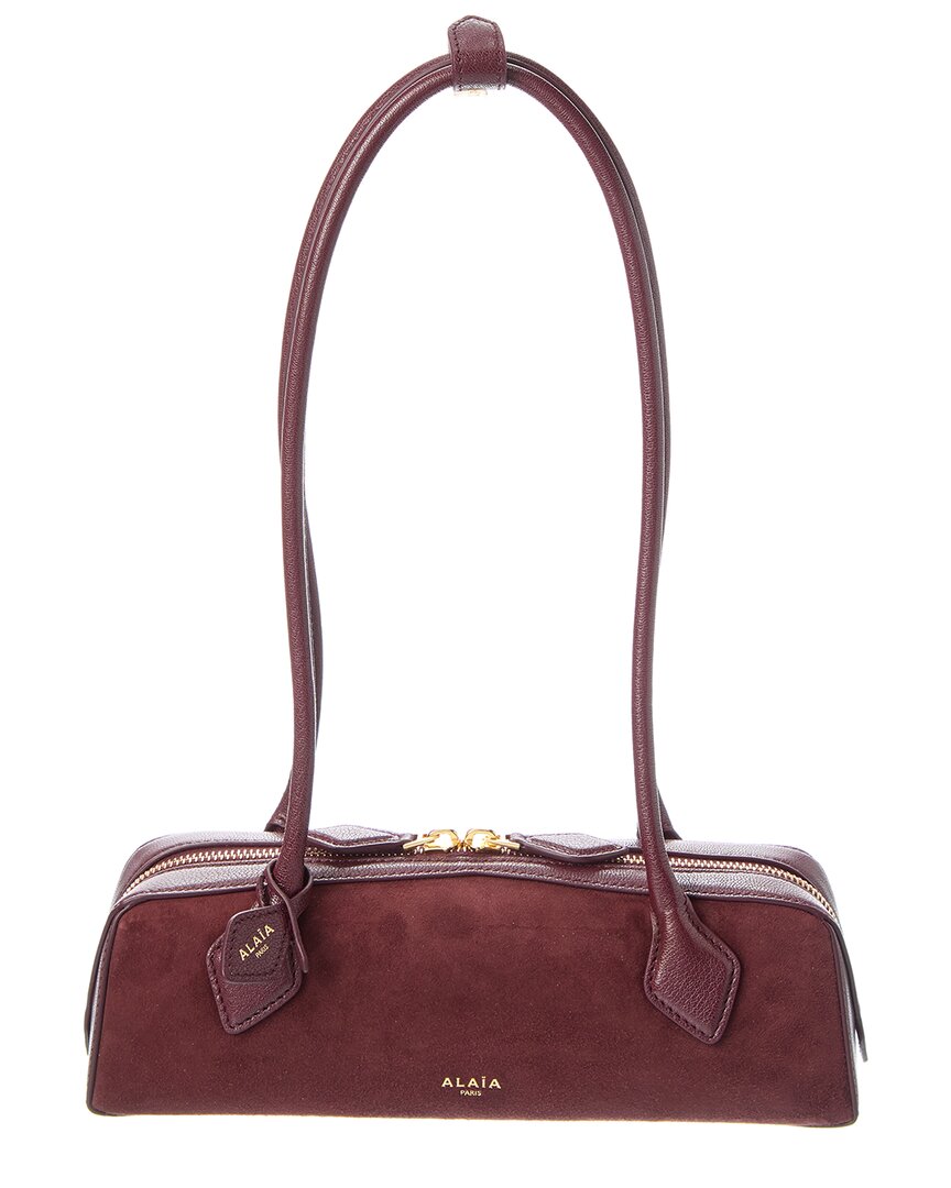 Alaïa Alaia Le Teckel Suede & Leather Shoulder Bag In Red