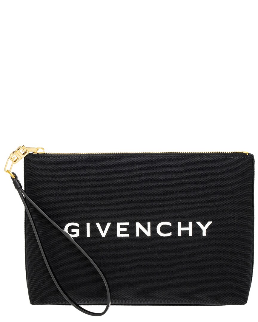 Givenchy Travel Canvas & Linen Pouch In Black
