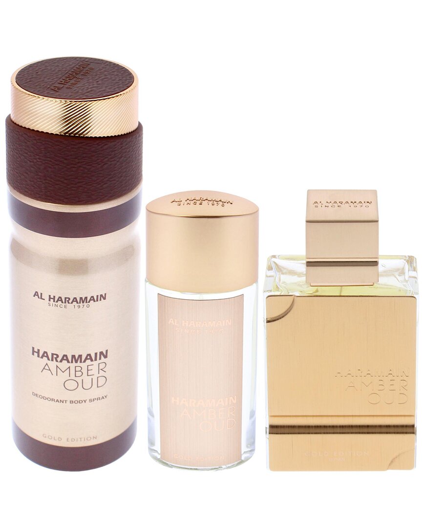Al Haramain Unisex 3pc Gift Set Amber Oud - Gold Edition Parfum