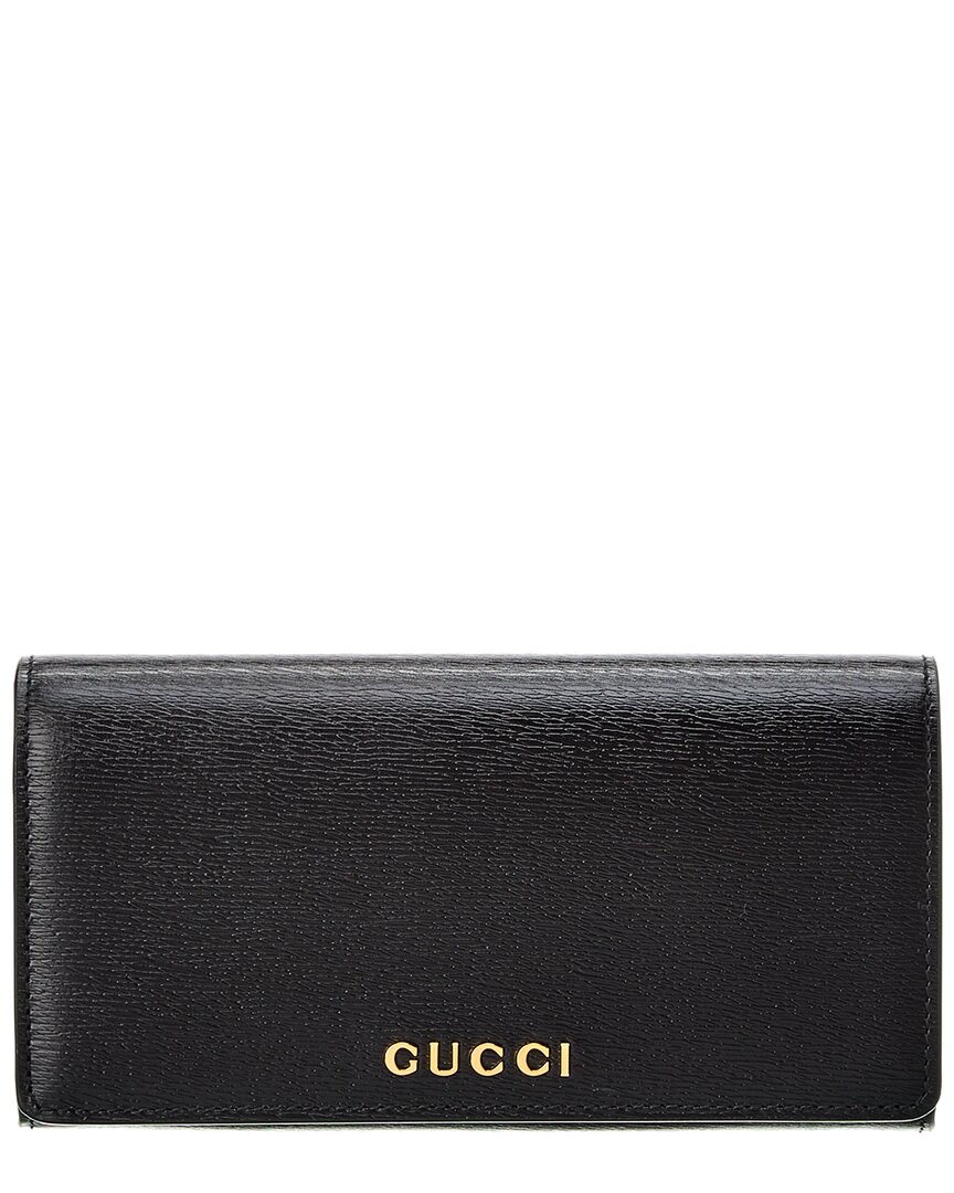 Shop Gucci Logo Leather Continental Wallet In Black